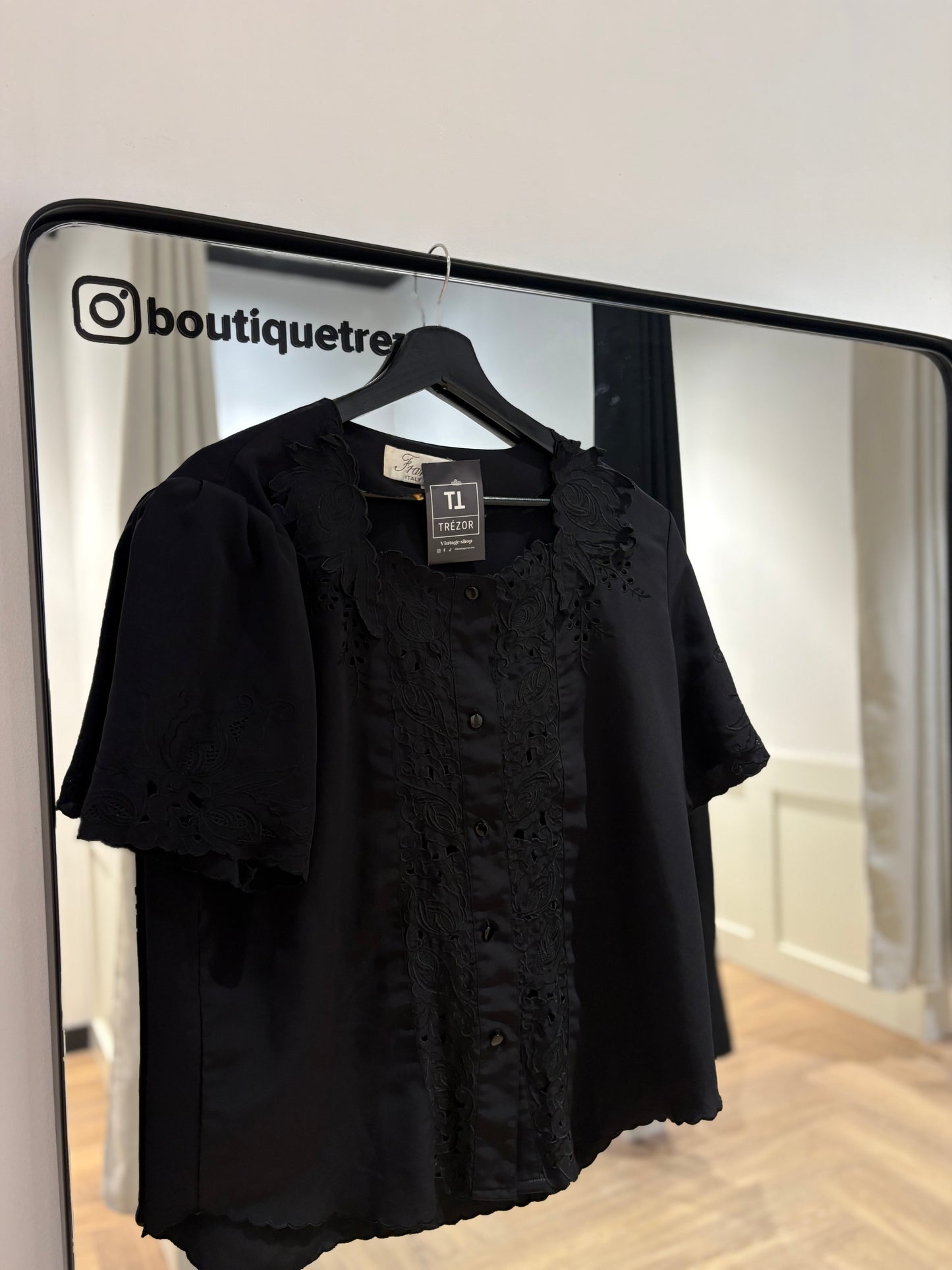 Blouse vintage à broderies XL