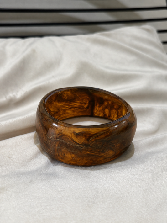 Bracelet jonc épais en résine marron
