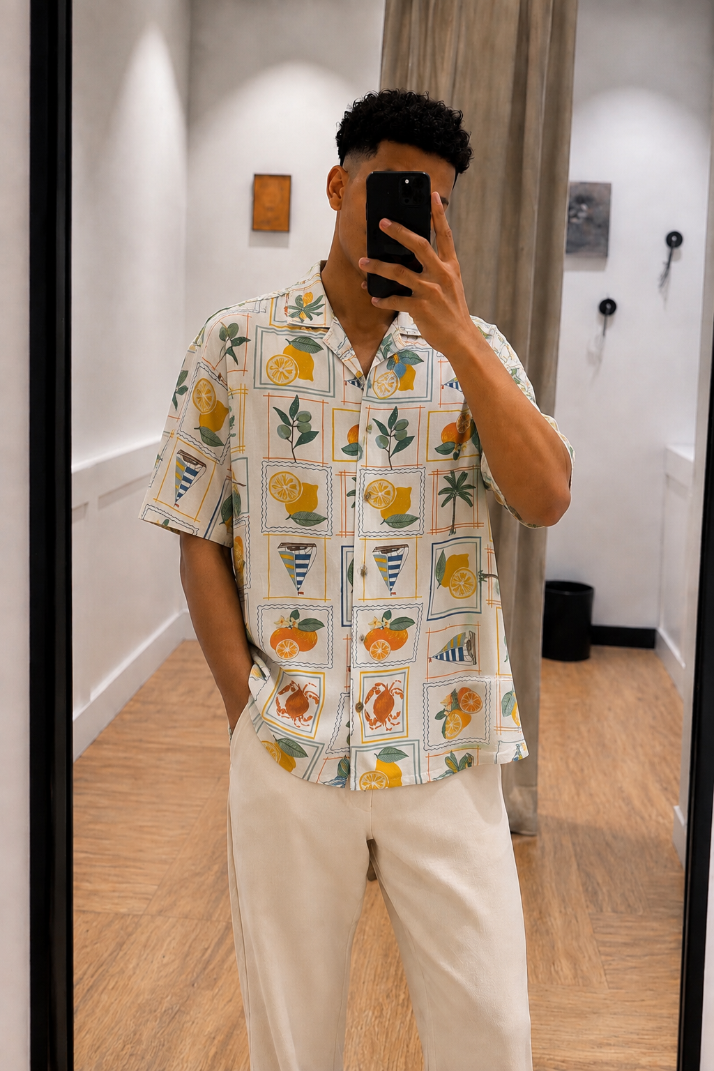 Chemise d’été à motifs fruits Homme S