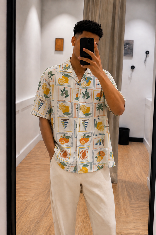 Chemise d’été à motifs fruits Homme S