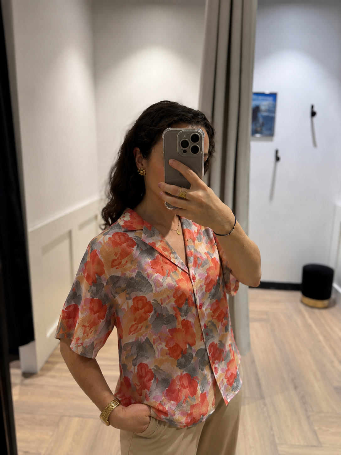 Blouse vintage à fleurs M