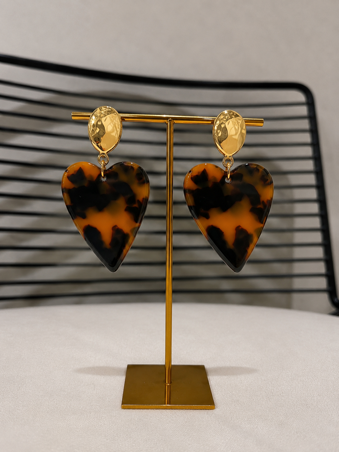Boucles d’oreille pendantes cœur léopard