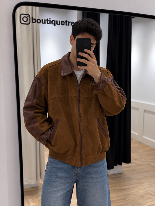 Veste bomber vintage en cuir L
