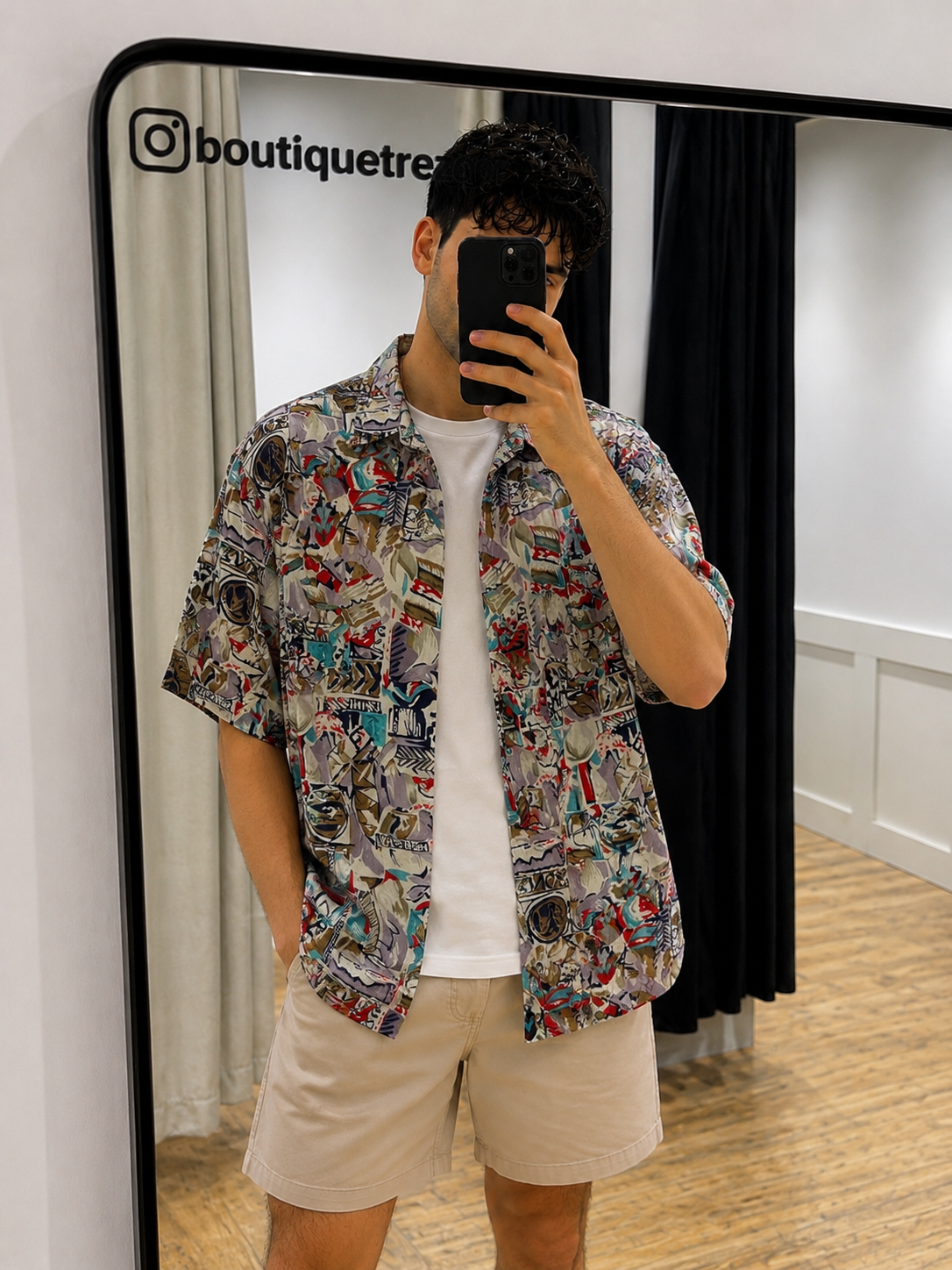 Chemise d’été homme vintage à motifs M