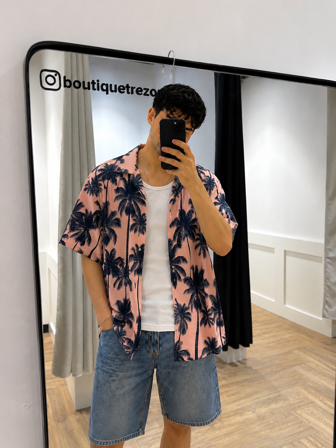 Chemise d’été homme à motifs palmiers XL