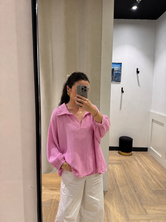 Blouse oversize rose S/M